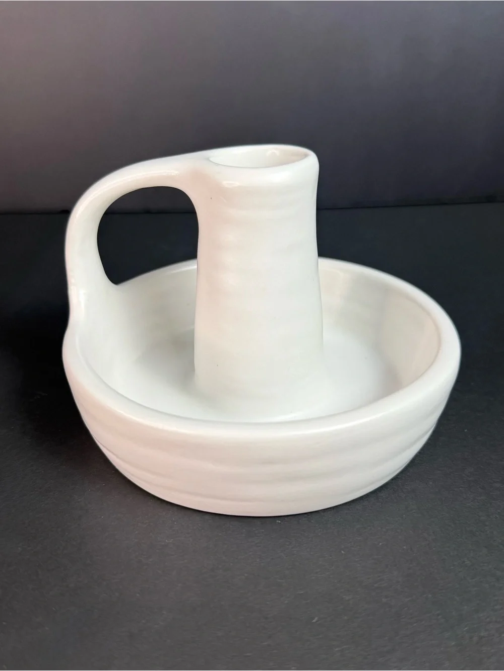 IKEA GODTAGBAR Candlestick Candle Holder with Handle Ceramic White 8 cm 3